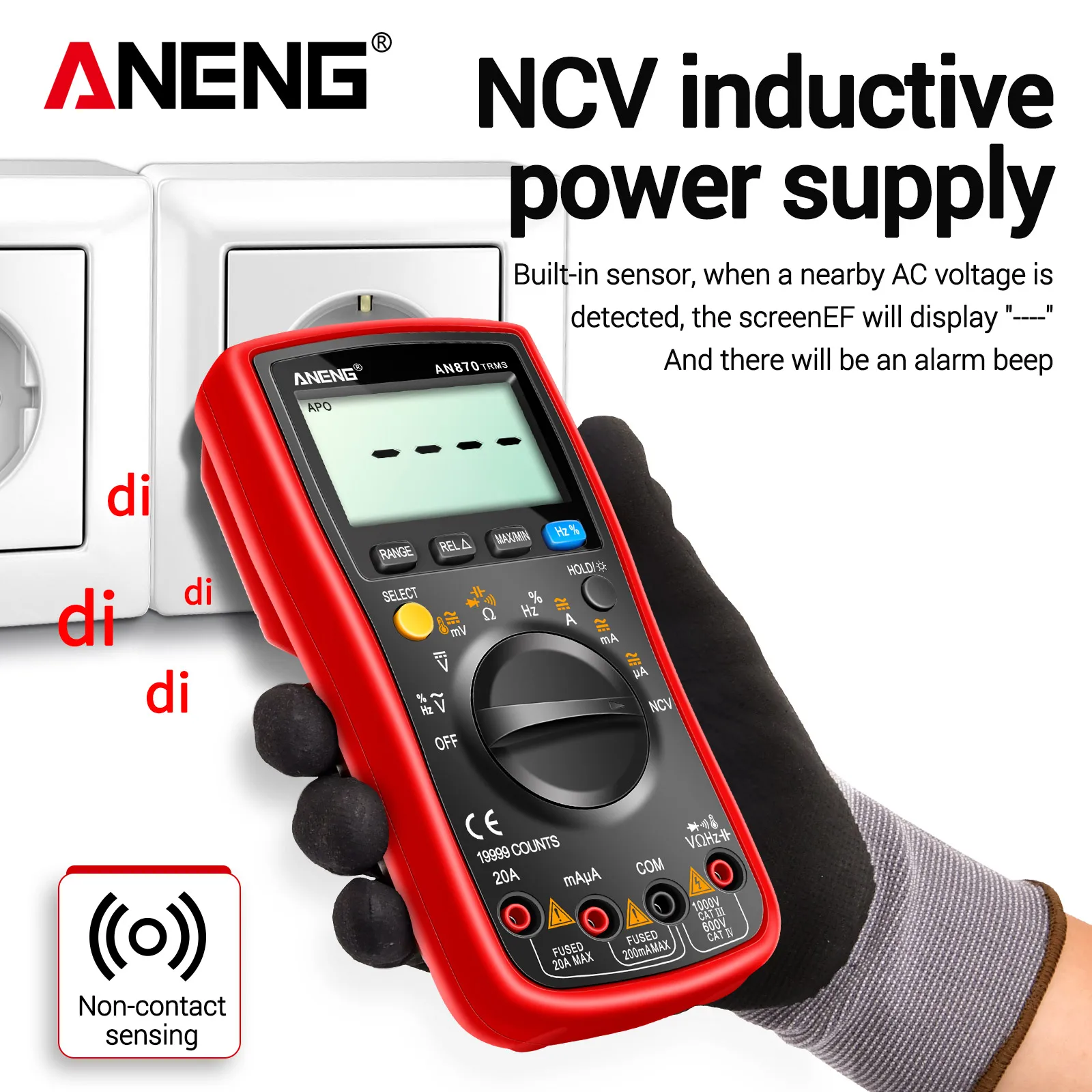 ANENG AN870 True RMS Digital Multimeter 19999 Counts Auto Range Tester Accuracy for AC/DC Voltage NCV Transistor Standard view 2
