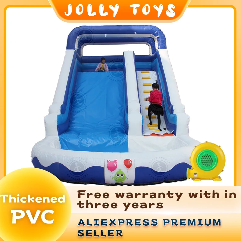 Inflatable pvc large outdoor long slide for children with pool castle, high quality inflatable bouncing slide