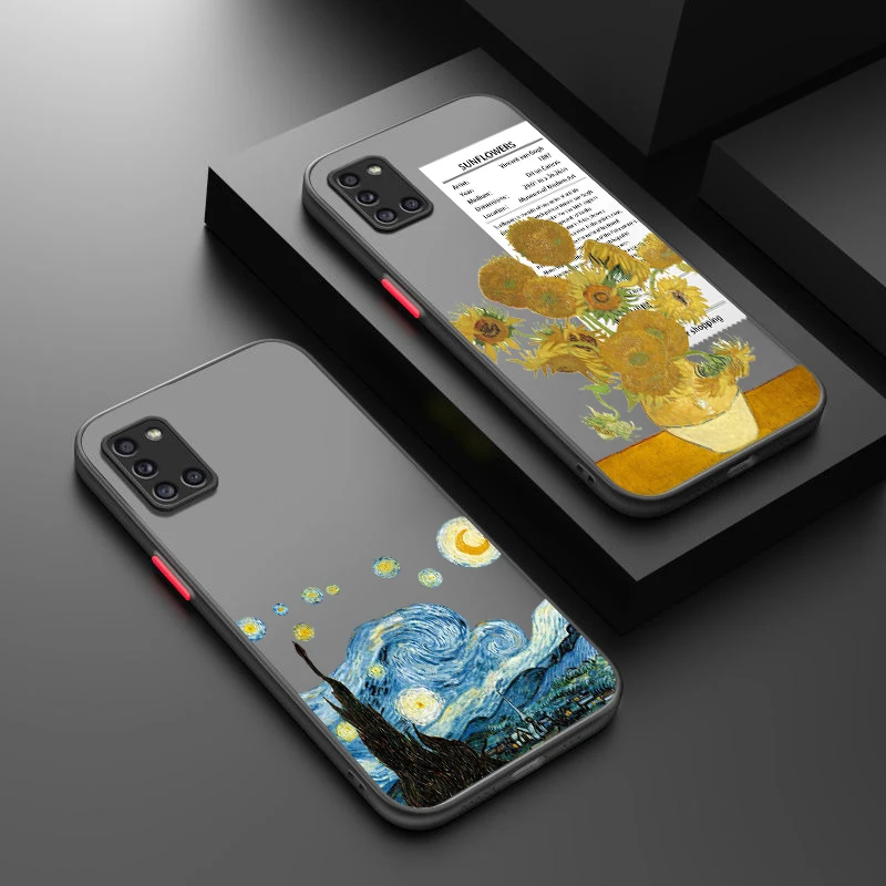 Art van gogh ölgemälde für samsung a91 a71 a51 a42 a41 a31 a21s a14 a04 a13 a12 a11 lite matti erte