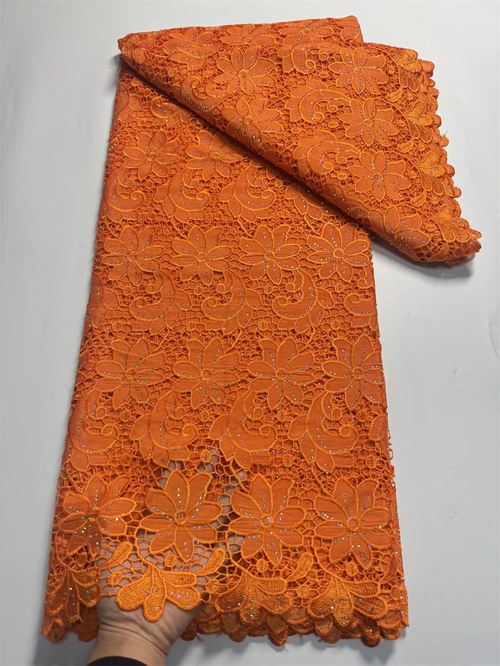 アフリカのギピュール刺繍レース生地,石のコードレース,フランスのドレス,女性のパーティー,高品質,5メートル