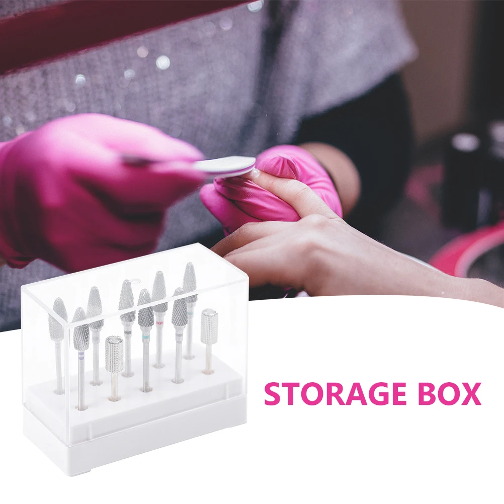 

2pcs Nail Drill Bits ganizer Storage Box for Grinding Head Manicure Tools Supplies Professional Efile Cleaner Desk Neat
