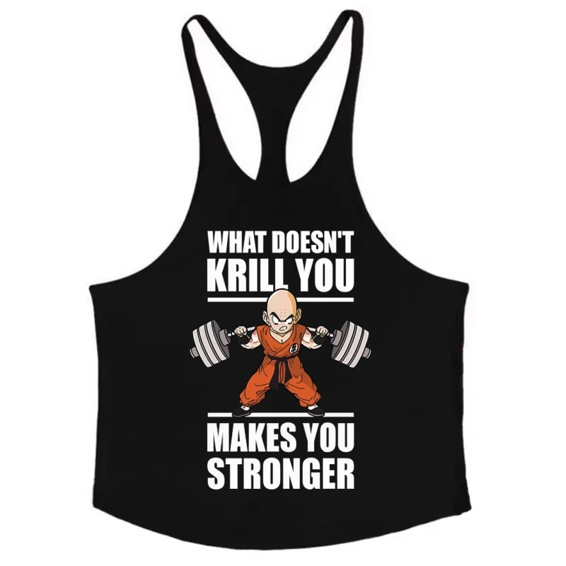 Dragon Ball Art Chaleco de tirantes para hombre, espalda cruzada con correa fina, material transpirable, adecuado para entrenamientos de gimnasio y levantamiento de pesas diario