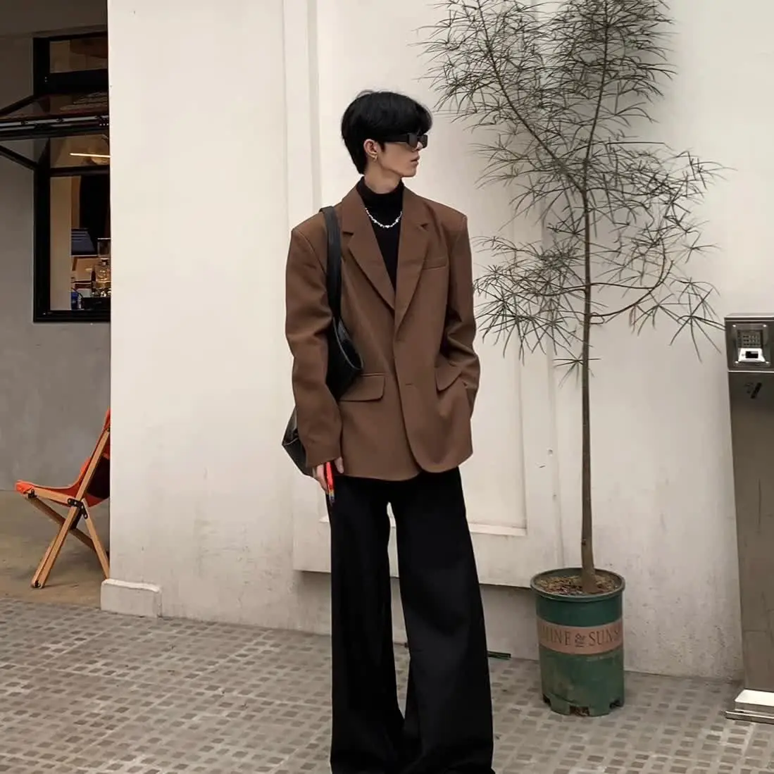 Spring Autumn 2026 Coffee Business Style Casual Blazer Men's Single Western High-end Korean Anti-wrinkle Drape Loose Small Suit