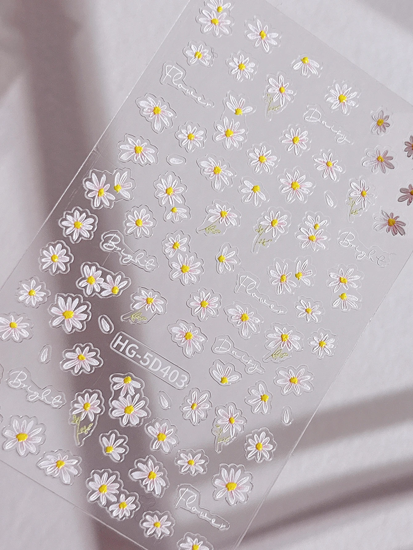 1pc White Daisy Nail Sticker Relief Three-Dimensional Exquisite Cute Cartoon Small Fresh Variety Multi-Color Sticker Decoration