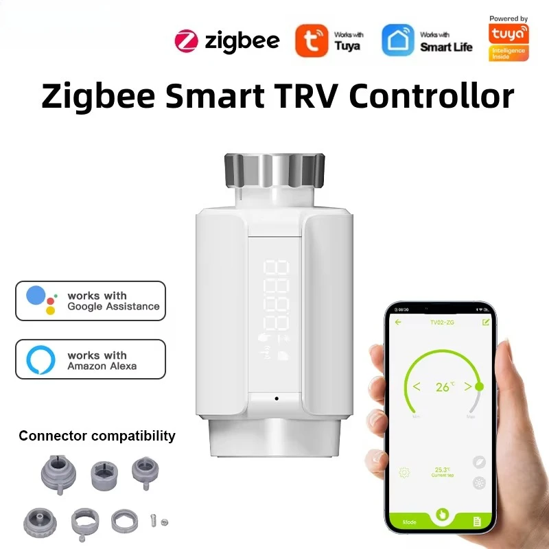RSH Thermostatic Radiator Valve Smart TRV Heating Thermostat Android Compatible Alexa Google Assistant WiFi ZigBee BLE