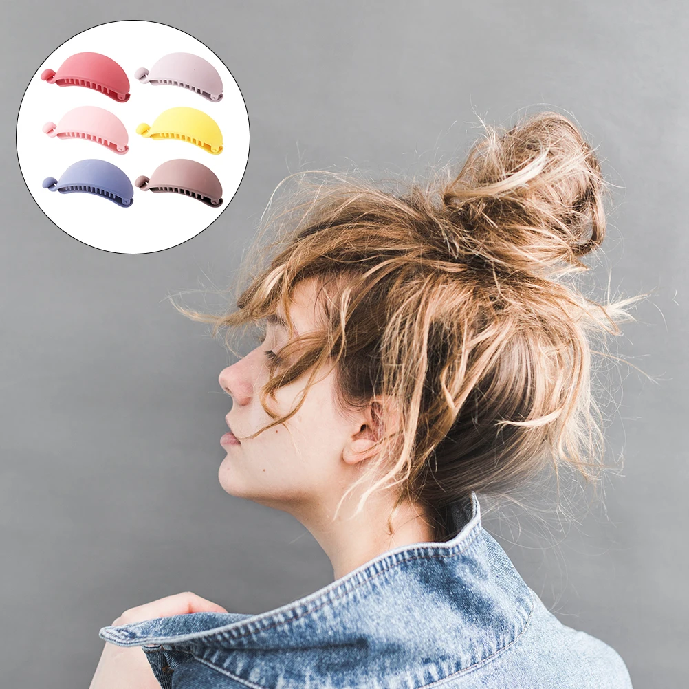 

6pcs Ponytail Barrettes Banana Shaped Hair Clips Matte Finish Retro Style Solid Color Easy Open Multi-Color Mixed Comfortable