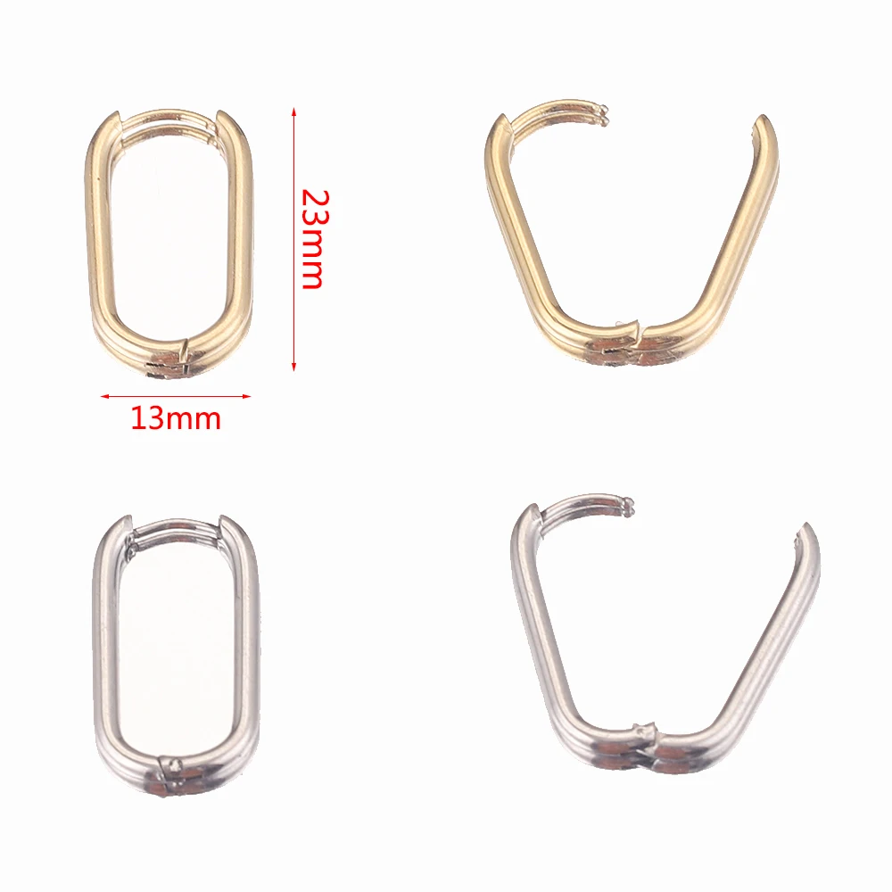 6pcs 13*23mm Oval Stainless Steel Earrings Ear Hooks Gold-Plate Jewelry Findings Hoops for Women Retro Earring Fashion Wholesale