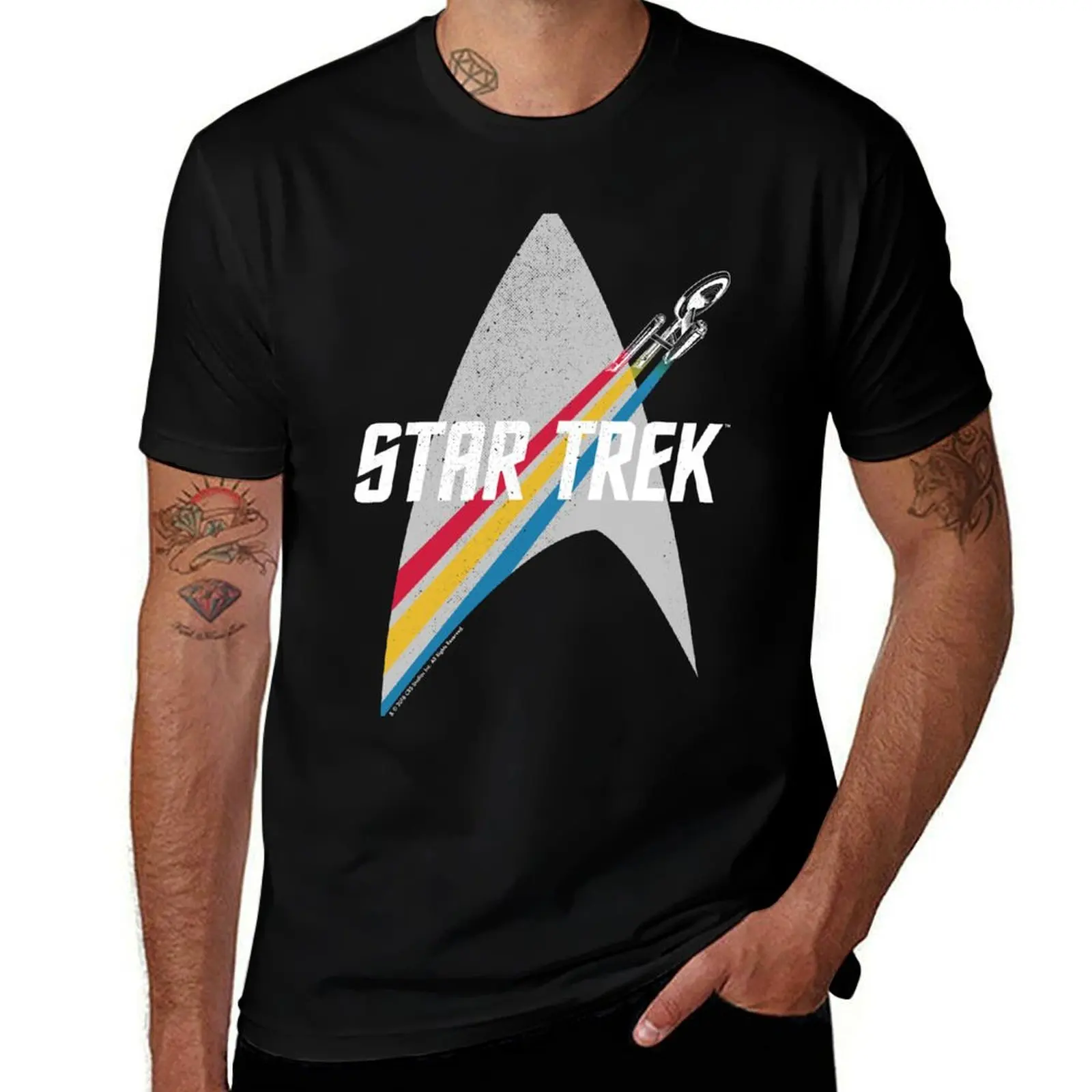 

Star Trek Original Series Retro Striped Logo T-Shirt Luxury man animal prinfor boys valentines boutique clothes clothing for men