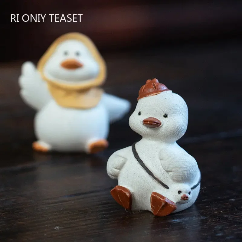 

Chinese Yixing Purple Clay Tea Pet Handmade Sculpture Lovely Duck Statue Ornaments Tea Figurine Crafts Zisha Tea Set Decoration