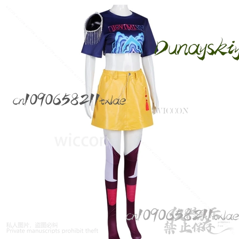 Аниме KPop Охотники Демонов Девушка Группа Косплей Мира Поющий Костюм Джирай Кей Панк Y2K Платье-рубашка Ярко-розовые парики Хэллоуин Вечеринка