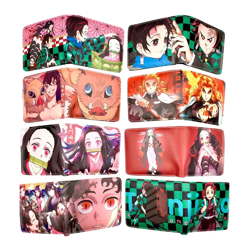 

Anime Demon Slayer Kamado Tanjirou Kamado Nezuko Cartoon PU Wallet Creative Simple Foldable Coin Purse Multifunctional Card Boys