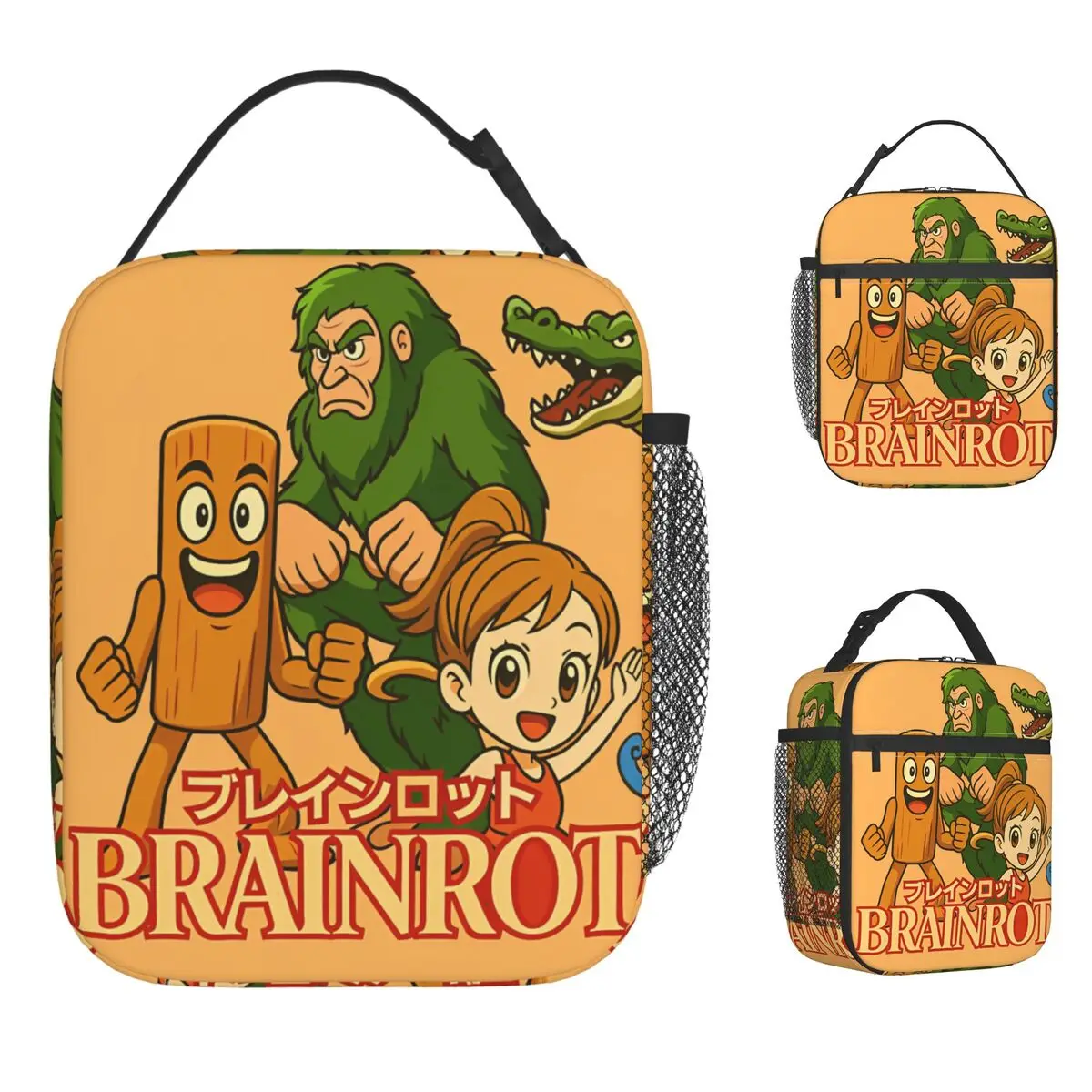 

Funny Brainrot Lunch Bag For Adult Print Lunch Box Casual Outdoor Picnic Cooler Bag Portable Zipper Waterproof Tote Food Bags