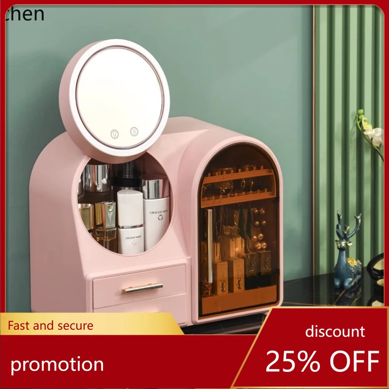 

HXL Cosmetics Box Storage Box Dresser Skin Care Finishing Box with Mirror