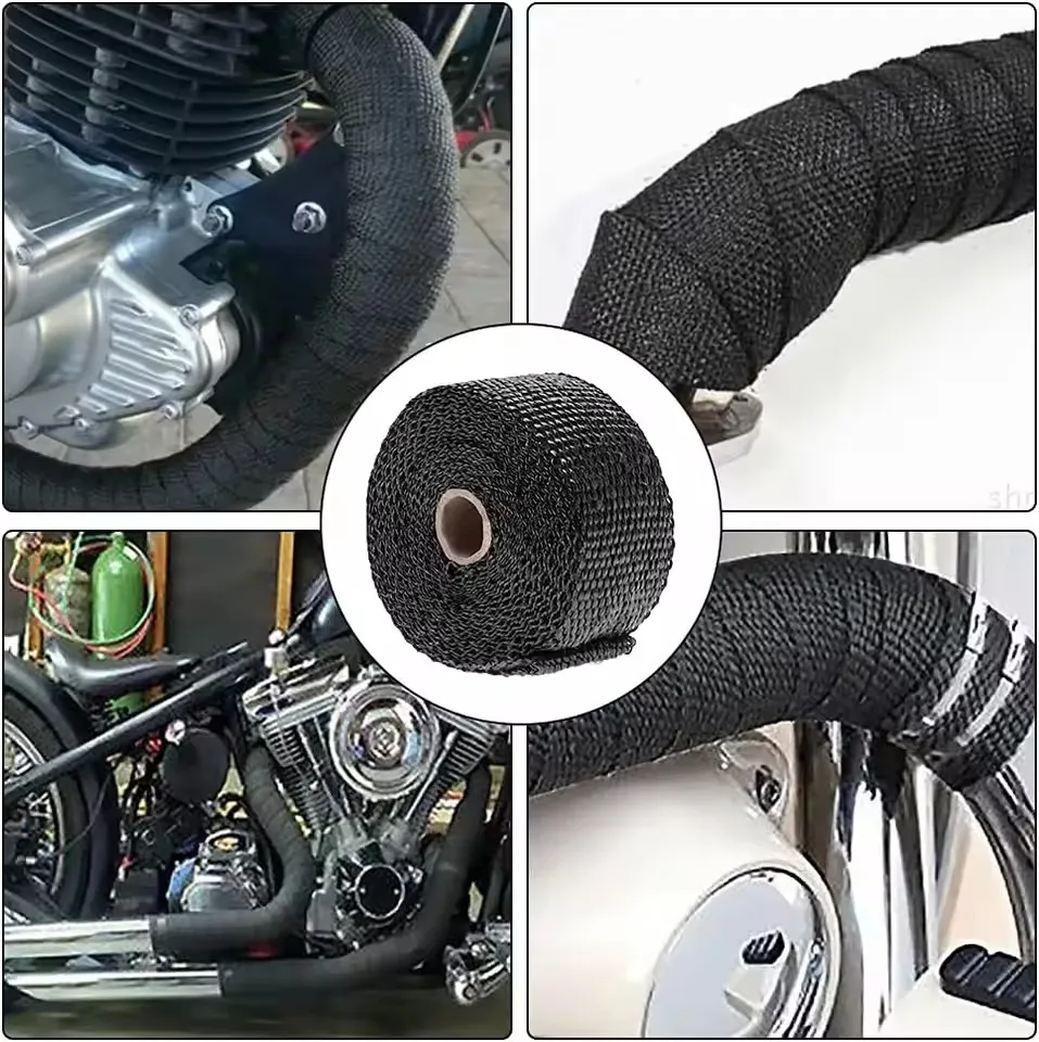 5cmx5m Exhaust Pipe Insulation Thermal Heat Wrap Roll Insulation Cotton Banana Cloth Motorcycle Part Fiberglass Heat Shield Tape