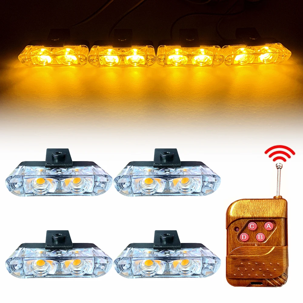 2 Led Police Strobe Warning Light Car Grille Flashing Light bar Vehicle Emergency Beacon Lamp Amber Traffic Safety Signal Light