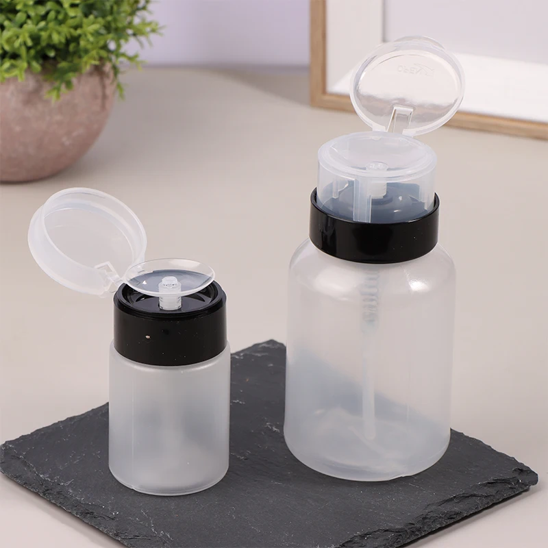 1Pc 60/200ml Empty Press Nail Bottle Pump Dispenser Plastic Polish Portable Liquid Makeup Remover Cleaner Manicure Tool