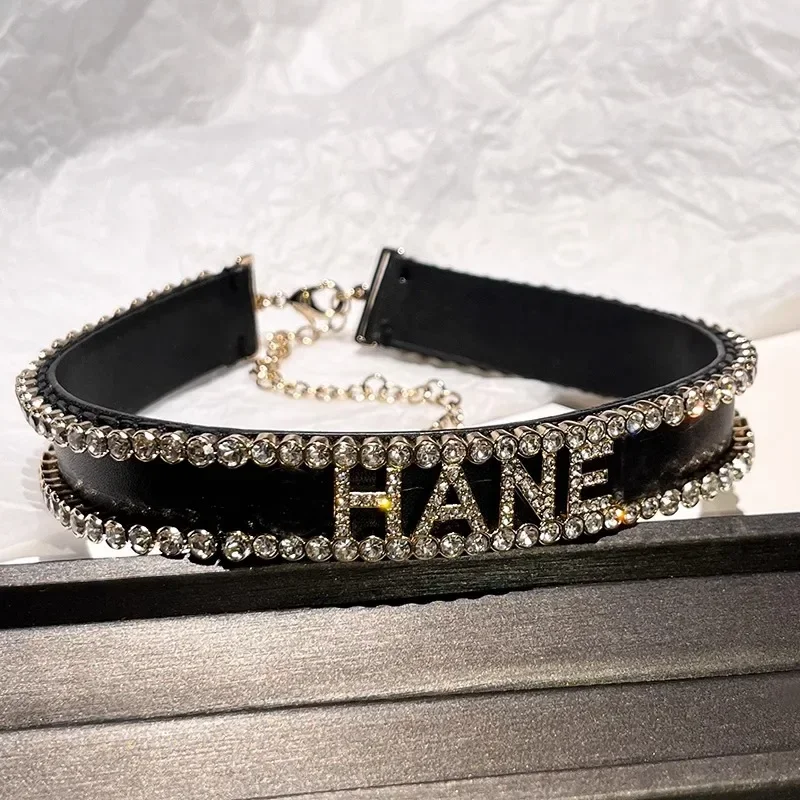 

Lambskin Flash Diamond Neck Chain Female Punk Vintage Premium