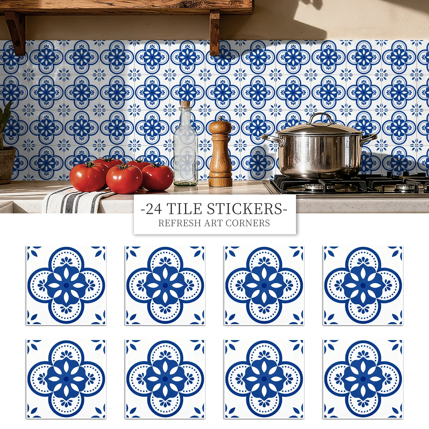 

36 self-adhesive PVC tile stickers, kitchen and bathroom use self-adhesive splash proof stickers for home decoration