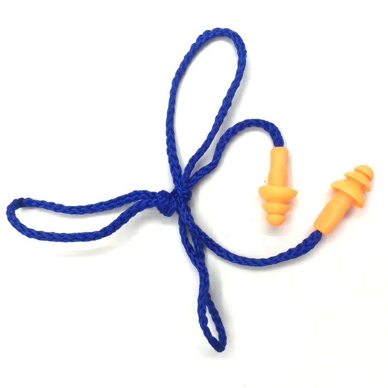 Ear Care10Pcs Soft Silicone Corded Ear Plug Protector Reusable Hearing Protection Noise Reduction Safe Work Comfortable Earplugs