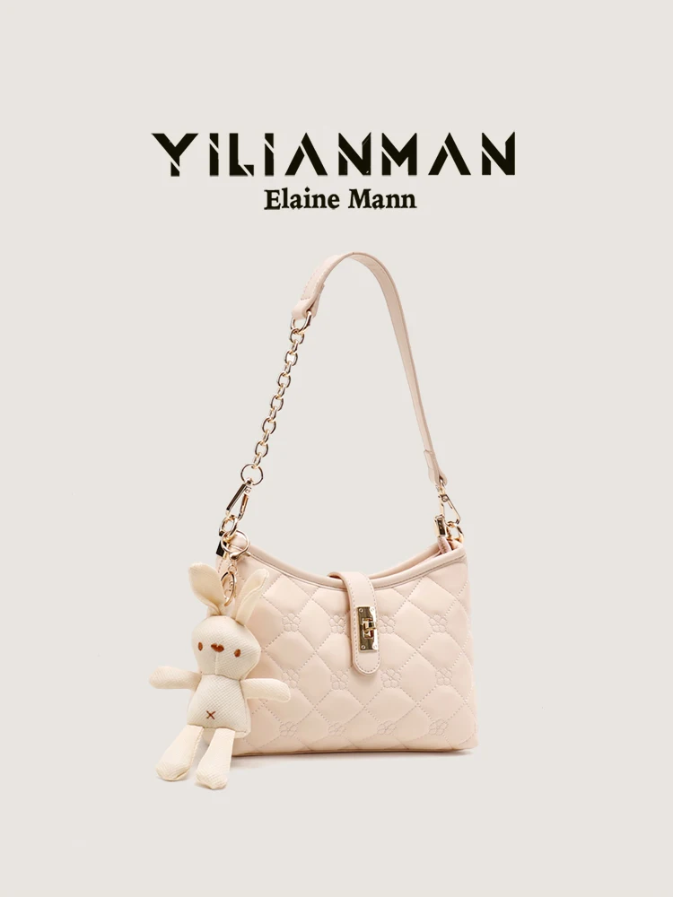 Elegant Lady's Diamond Pattern Underarm Bag Fashionable Shoulder Chain Crossbody Bag Versatile Daily Use Soft Synthetic Leather