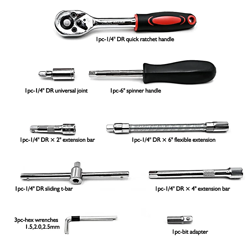 Juego de llaves de trinquete para motocicleta, herramientas de acero al cromo vanadio, caja de herramientas de mano para reparación de automóviles,