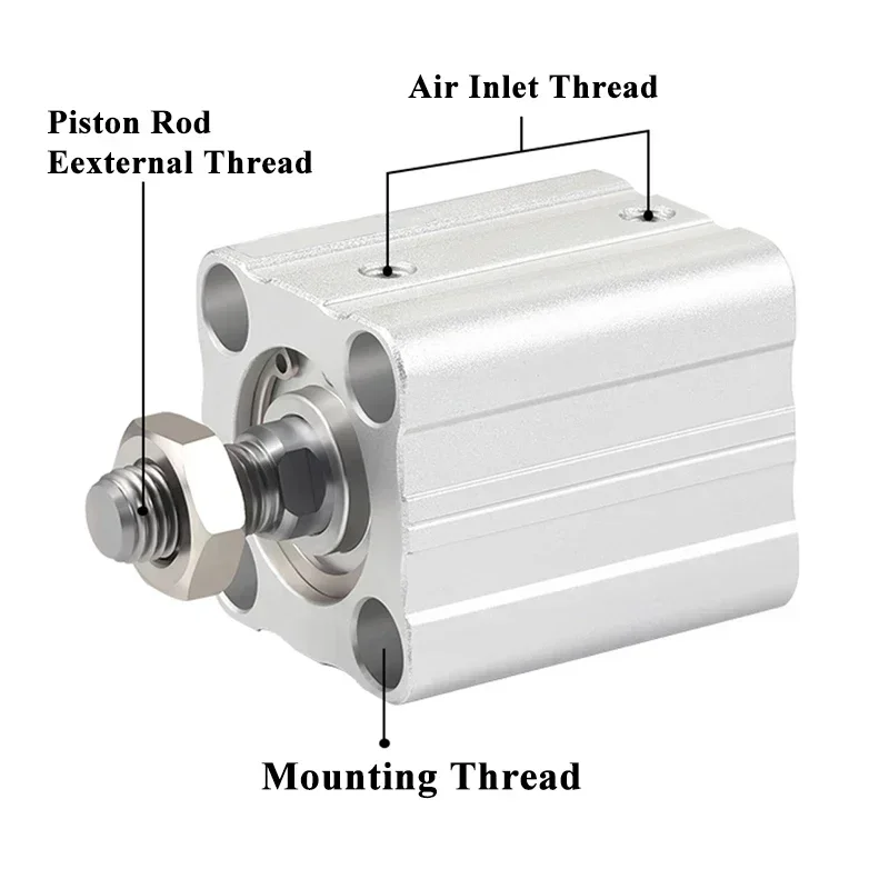 ACQ12/16/20/25/32/40-10-20-25-30-40-50-60-B  Pneumatic Thin Cylinder Piston Compact Air Double Acting Cylinders External Thread