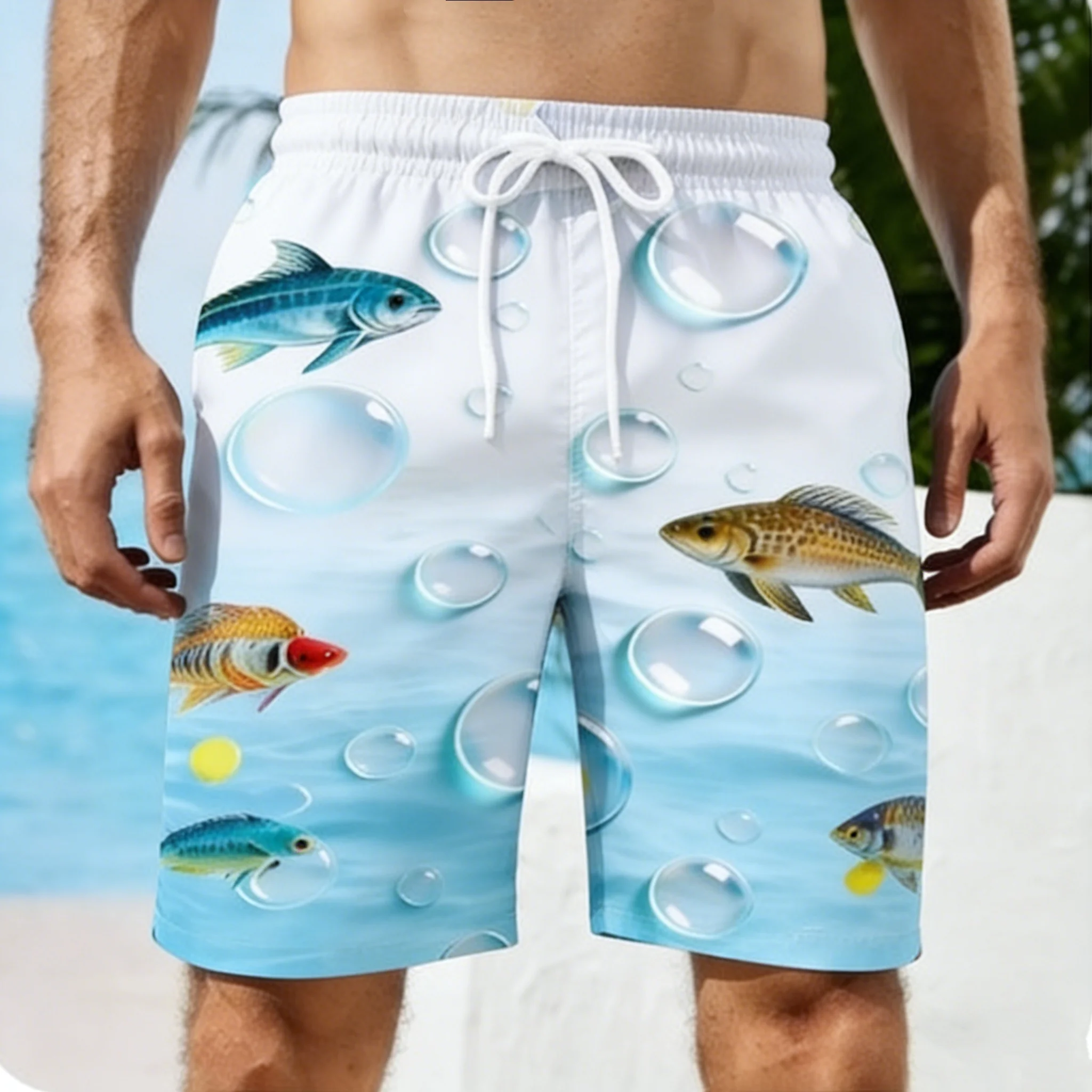 

Мужские летние шорты 2026 с 3D-принтом, модные гавайские шорты, мужские плавательные шорты, свободные легкие шорты для мужчин