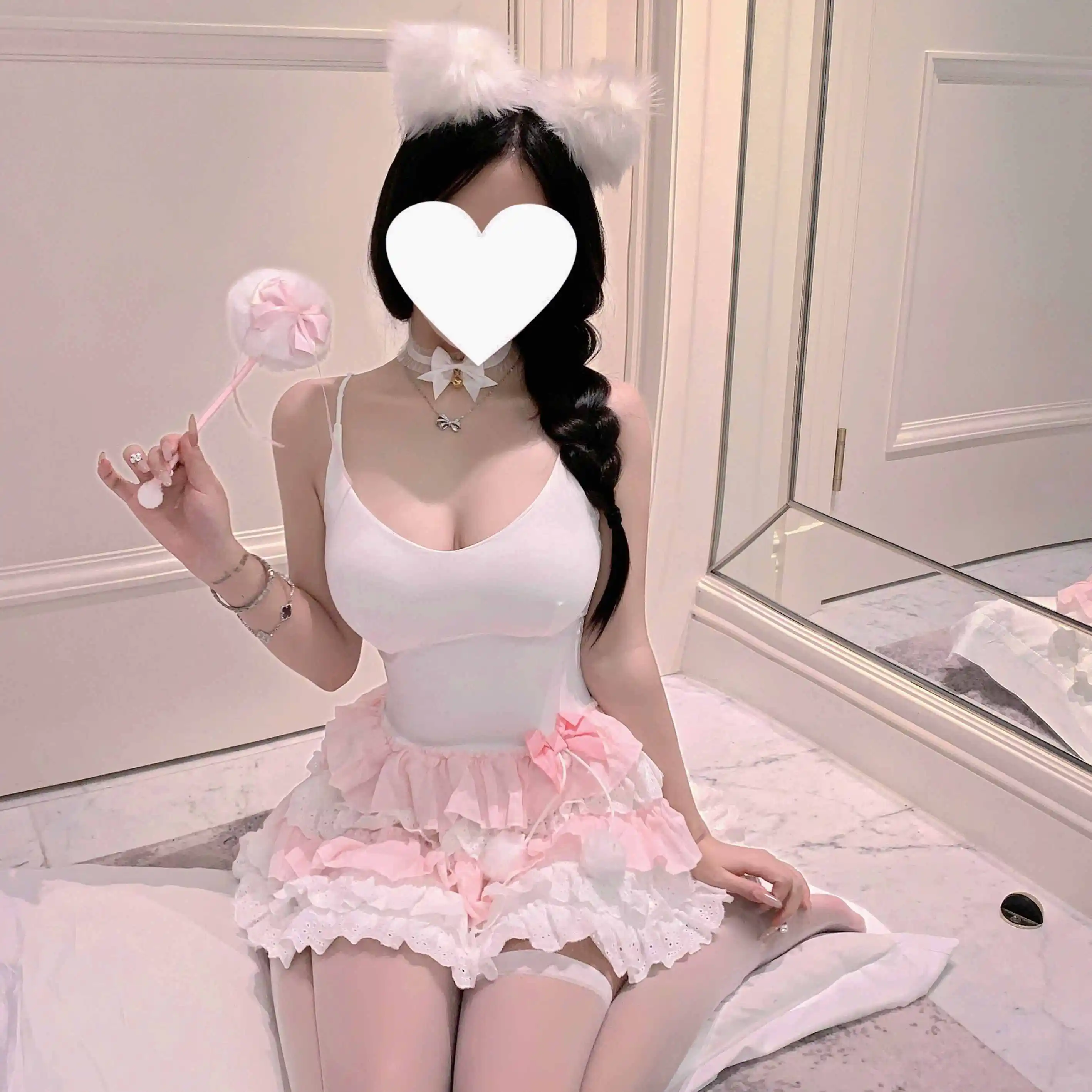 Trajes de falda con corsé y cuello Halter de encaje de espina de pescado para mujer, trajes de Lolita para mujer, conjunto de falda elegante de estilo Ballet Lolita