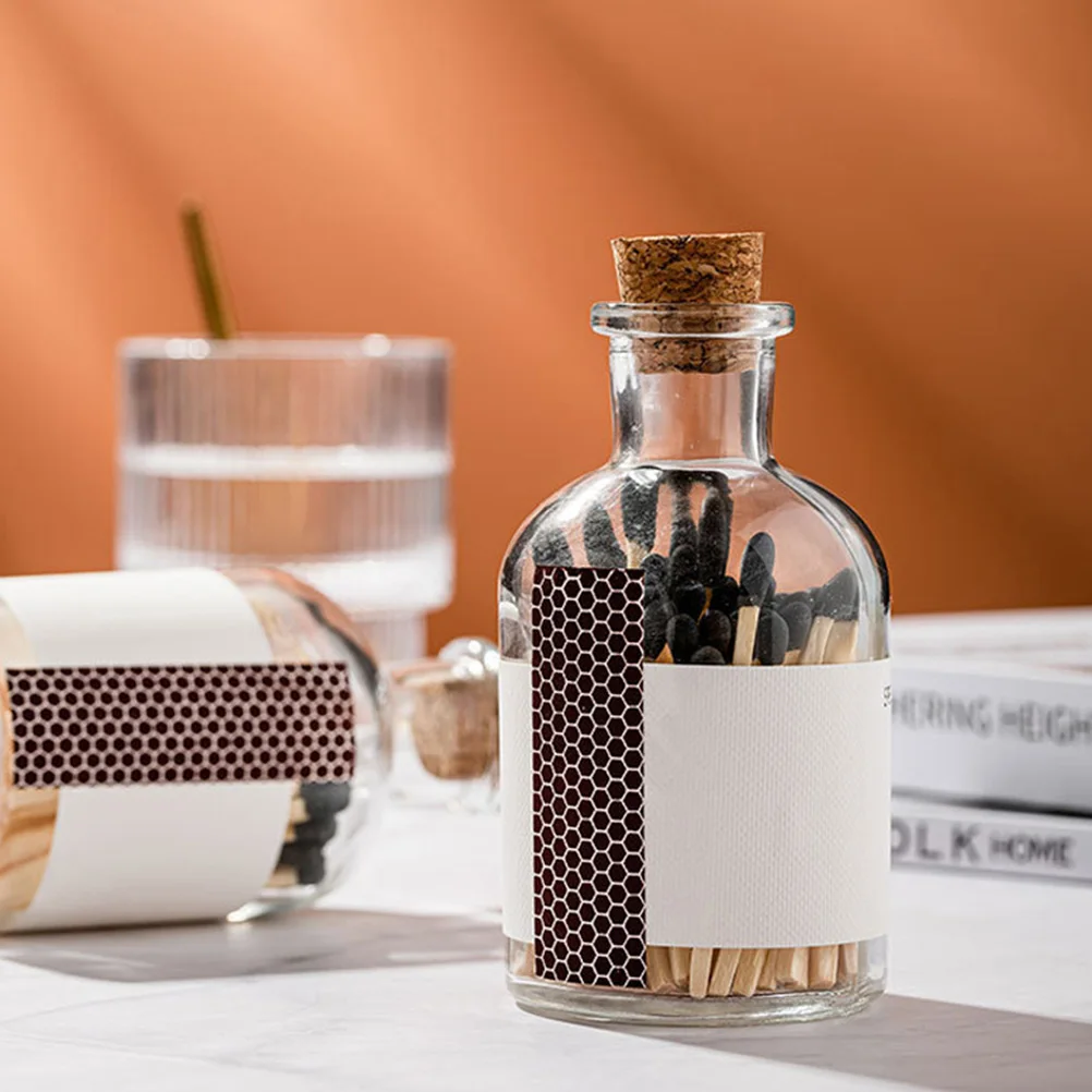 

4Pcs Clear Glass Bottle Wishing Bottles Display Bottles Laboratory Sample Bottle Transparent Matches Holder Matches Storage Jar