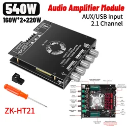 サブウーファー付きアンプボードモジュール,ZK-HT21,tda7498e,DC15-36V,160wx2 220w,AUX, USB入力,2.1チャンネル,Bluetooth付き,540W