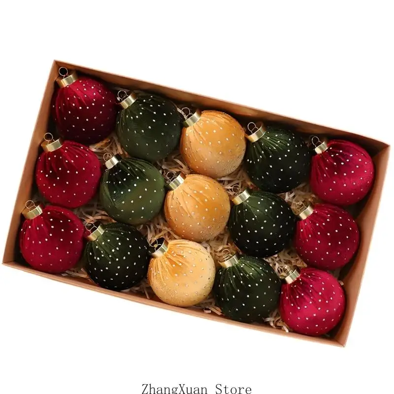 Weihnachtskranz- und Christbaumkugel-Set mit Textur in Stoffoptik 3XUF – Detail 7
