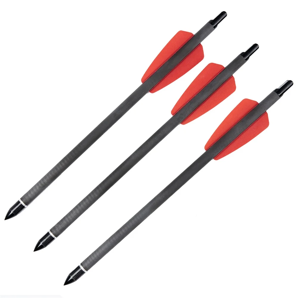 Toparchery 7.5/15 Inch Carbon Arrow with 2pcs Red Plastic Feathers Hunting Arrows for Outdoor Hunting 6/12/24pcs