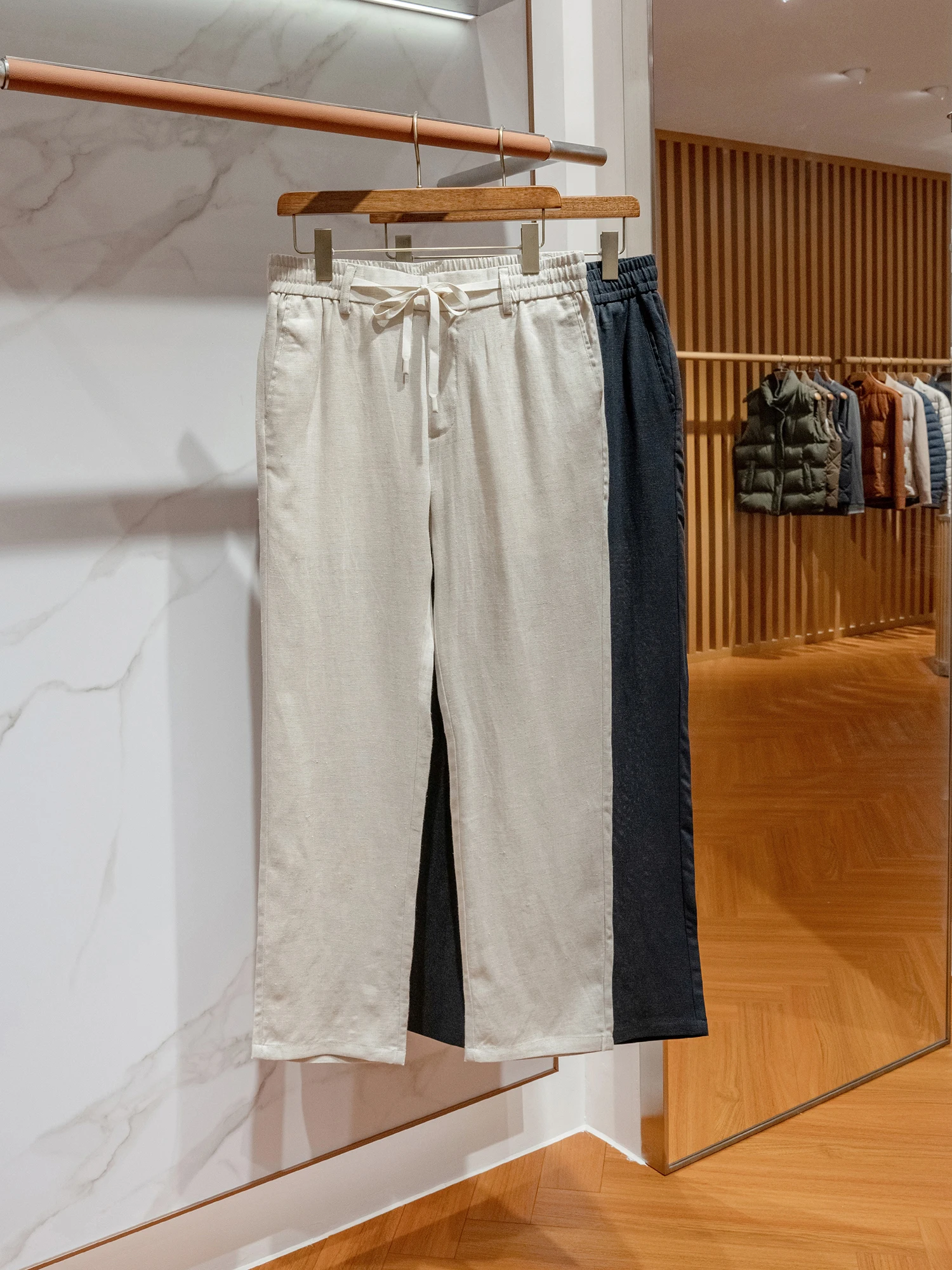 

Italian Vintage Sle Men's Lightweight Loose Straight Leg Linen Casual Pants Breathable Cool Sensation Lenzing Modal Blend