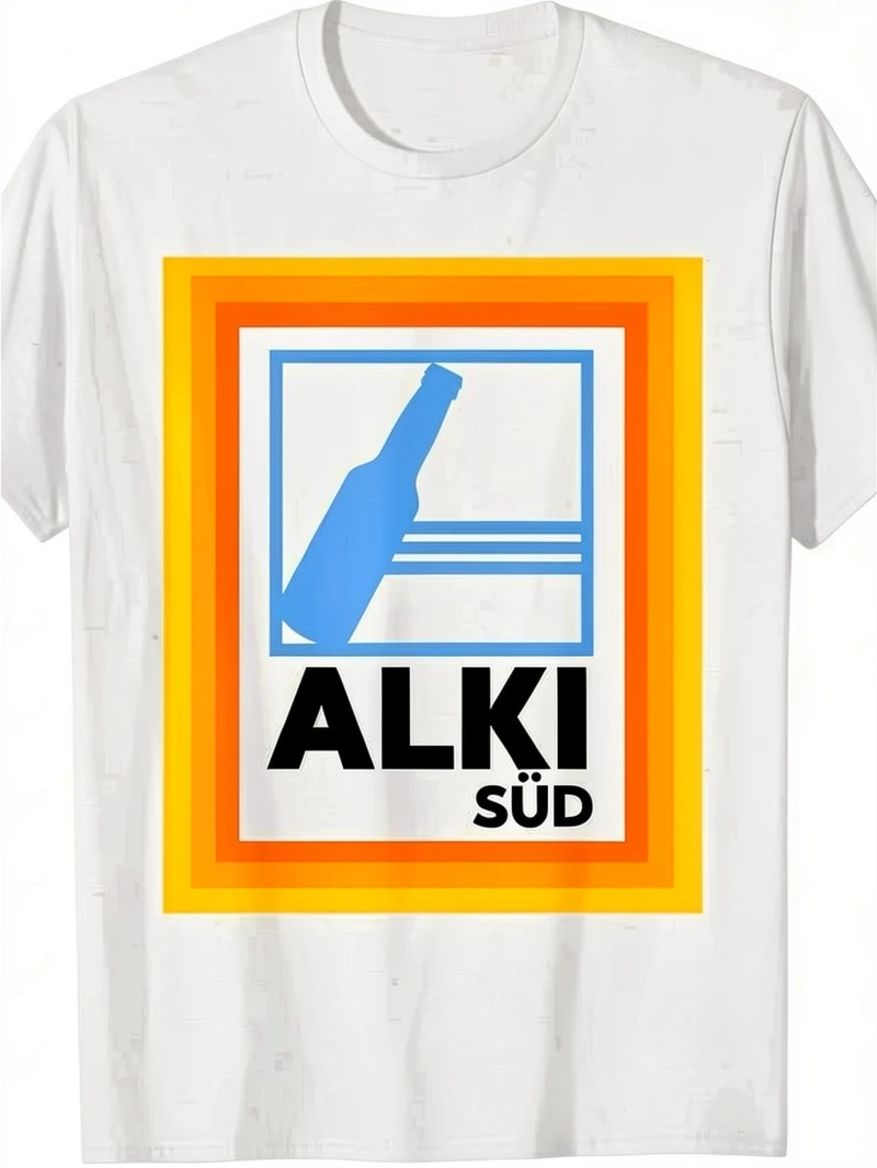 Alki Milk Parody Alcohol/Party/Malle Meme T-Shirt – Men's Funny 100% Cotton Streetwear Tee  men clothing