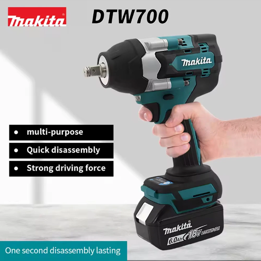 

Makita DTW700 1000N.M Torque Brushless Electric Impact Wrench Cordless Electric Drill 1/2" Wrench Power Tools For 18V Battery