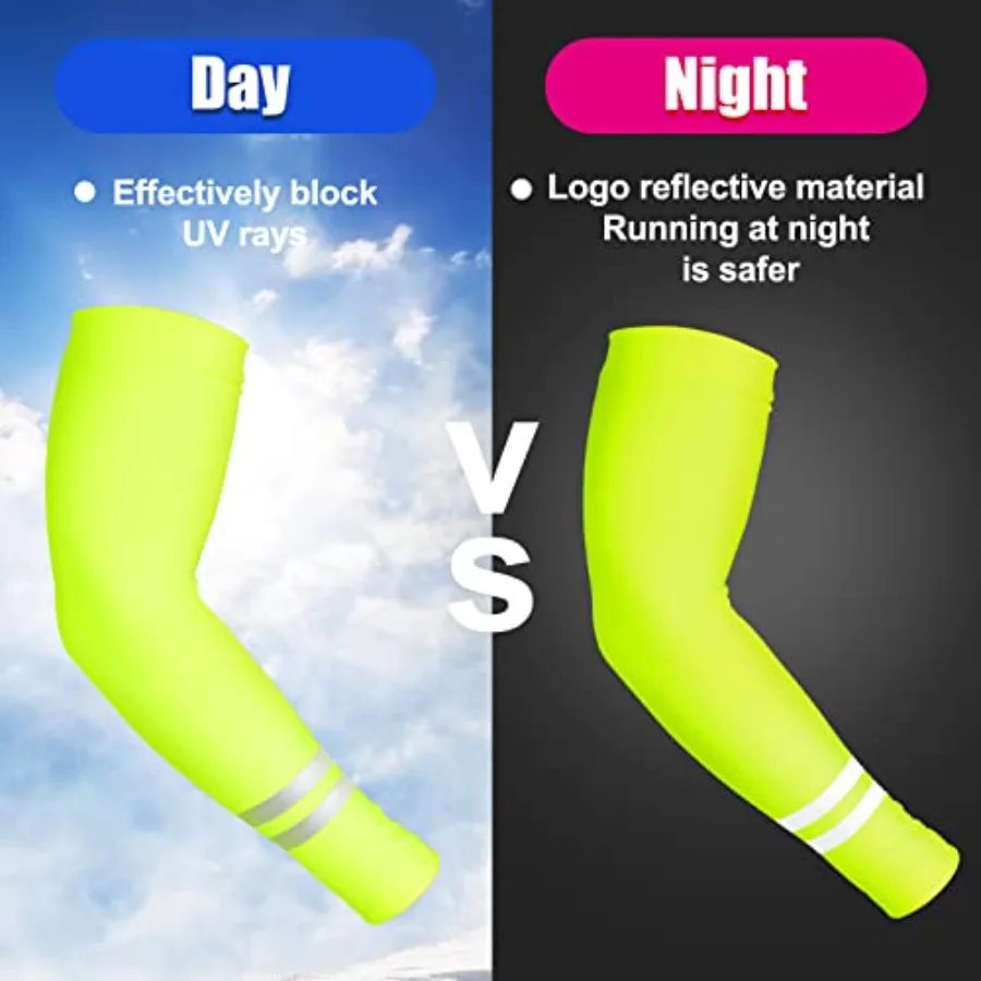 6 Pairs UV Sun Protection Arm Sleeves for Men Women Reflective Cooling Compression Sleeves Golf Outdoor Sports