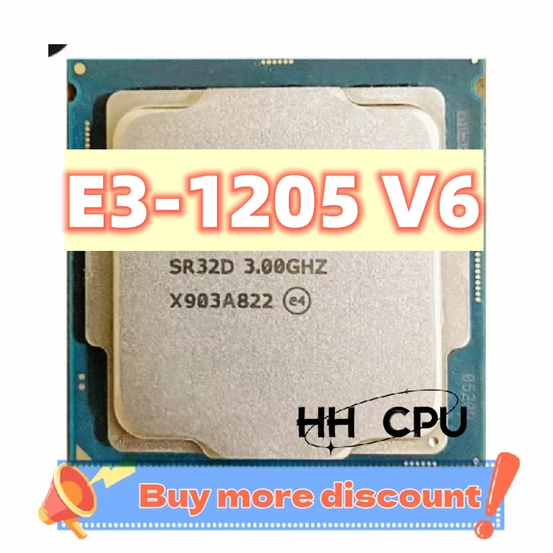 Xeon E3-1205 v6 E3 1205v6 E3 1205 v6 3.0GHz Quad-Core Four-Thread CPU Processor 8M 65W LGA 1151