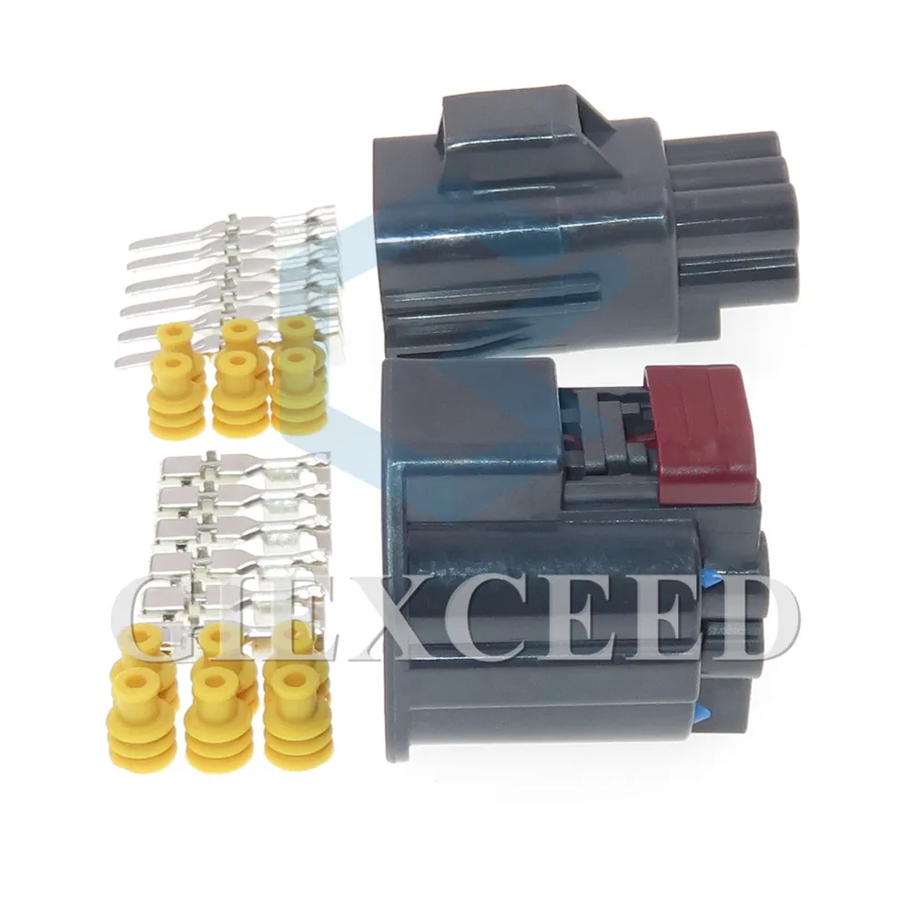 2 Sets 6 Pin 7283-5577-10 Waterproof Automotive Throttle Pump Connector AC Assembly Electrical Wire Harness Socket