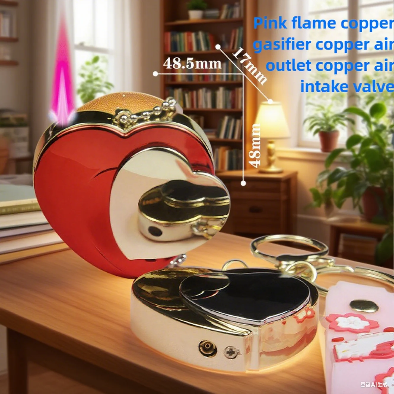 

2025 New Metal Heart-shaped Pendant Lighter Windproof Jet Pink Flame Inflatable Portable Lighter for Men and Women As A Gift