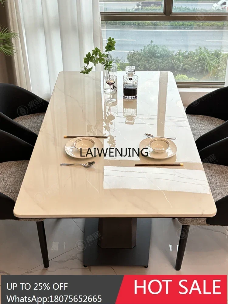 MJY household marble rectangular dining table and chairs high-end combination modern simple natural microcrystalline stone table