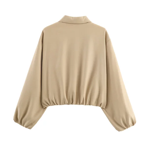 Imagen 2 del producto Chaqueta holgada abullonada para mujer con cuello, manga larga, bolsillo con cremallera, nueva chaqueta de moda de otoño e invierno