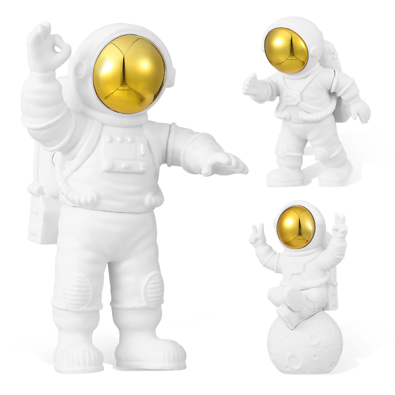 

3 pcs Astronaut Figurine Decorative Statue Desktop Space Toy Gifts Cool Novelty Ornaments PVC Mini Model Home Decor