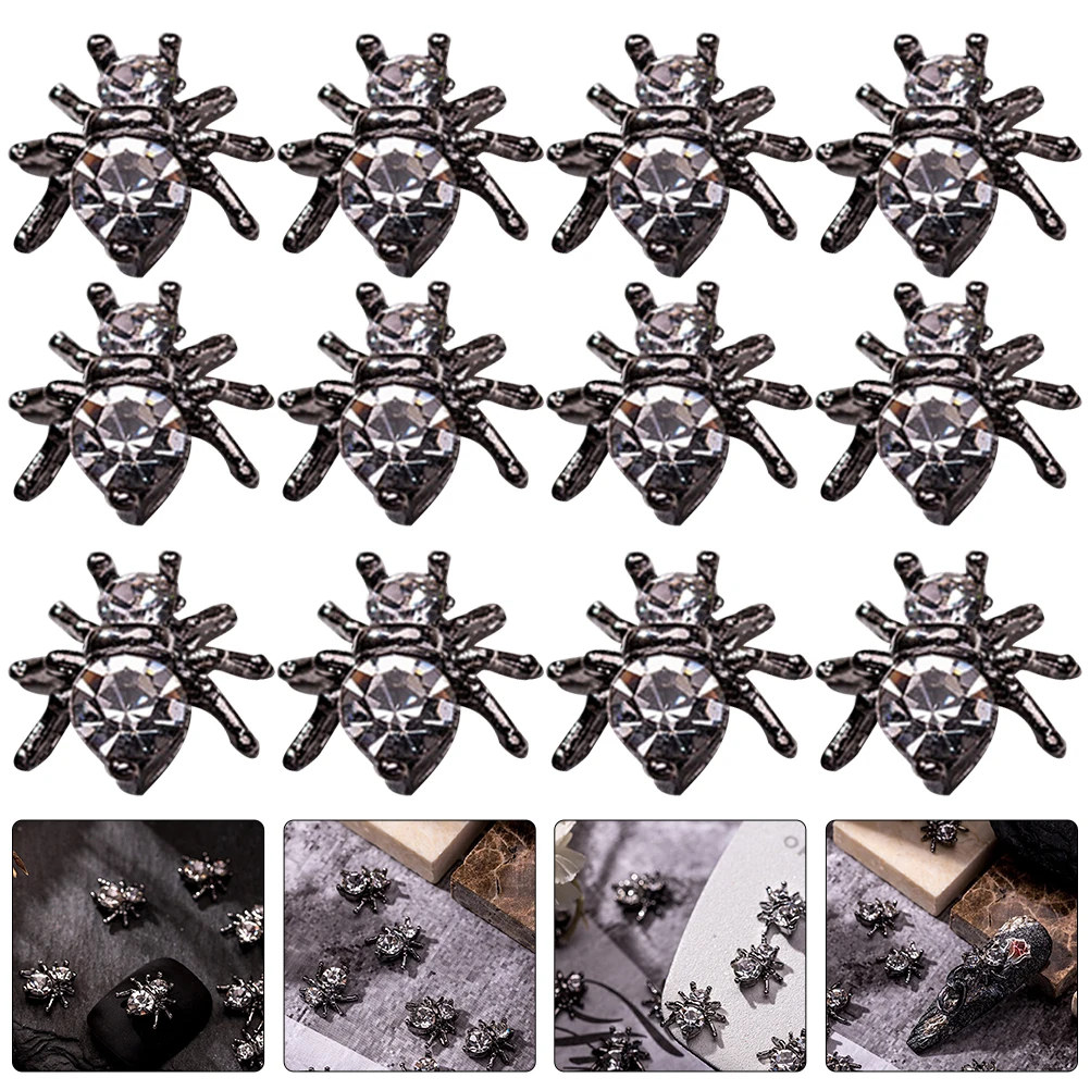 

20 Pcs High Quality Spider Diamond Jewelry Decoration 3d Nail Charms Alloy Vintage