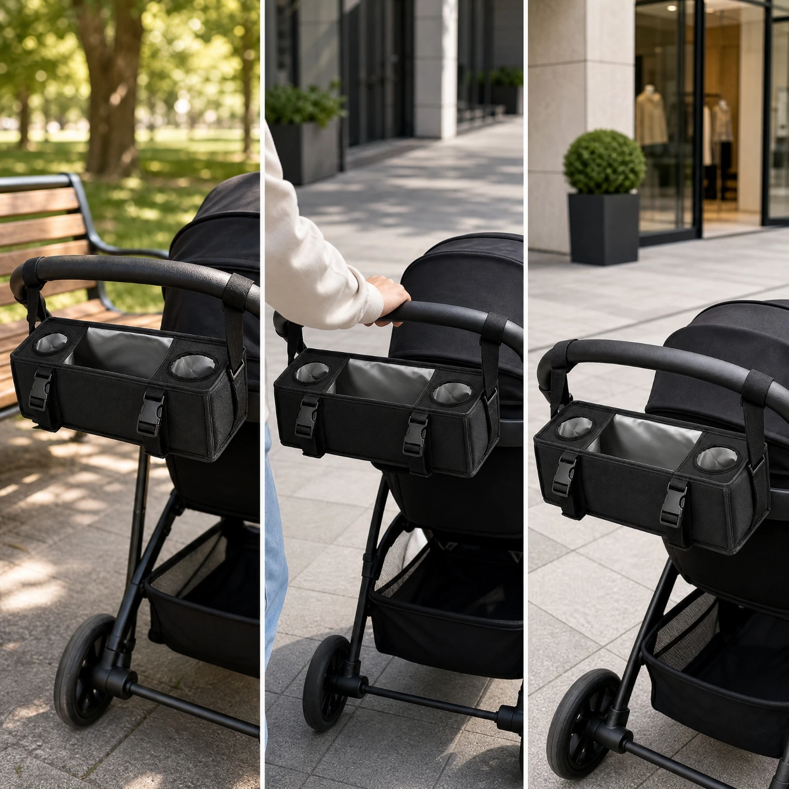 Stroller Hanging Organizer Bag Structured Stroller Organizer with Insulated Cup Holder Large Capacity Machine Washable