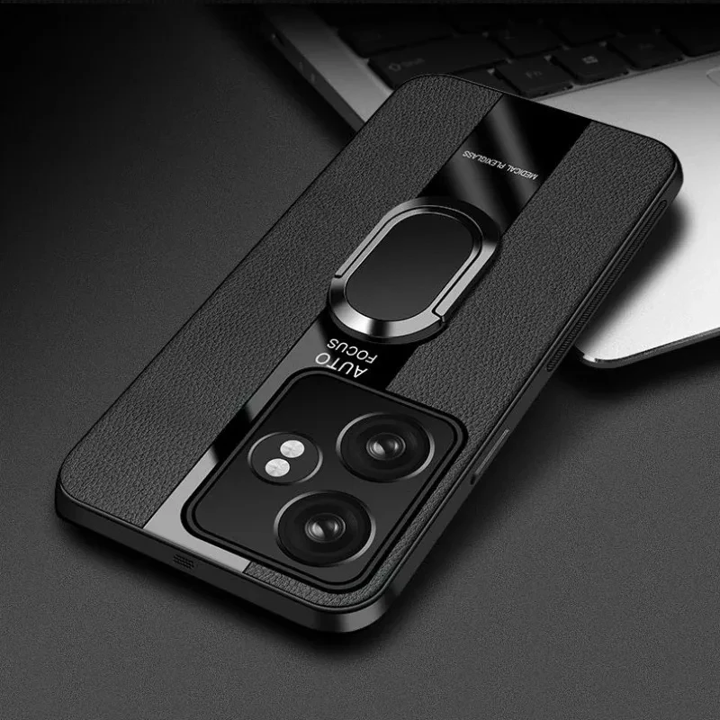 For Realme GT6 GT6T Neo6 Case Magnetic Ring Back Cover For Realme GT Neo6 SE Luxury Leather Silicone Shockproof Bumper Funda