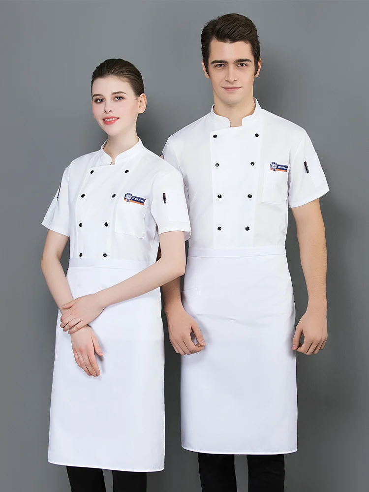 Restaurante Chef Uniforme Masculino, Camisa de Padaria, Roupa de trabalho de garçom, Comida Chef Uniforme, Roupa do Hotel, Cozinhando Casaco, Sala de jantar