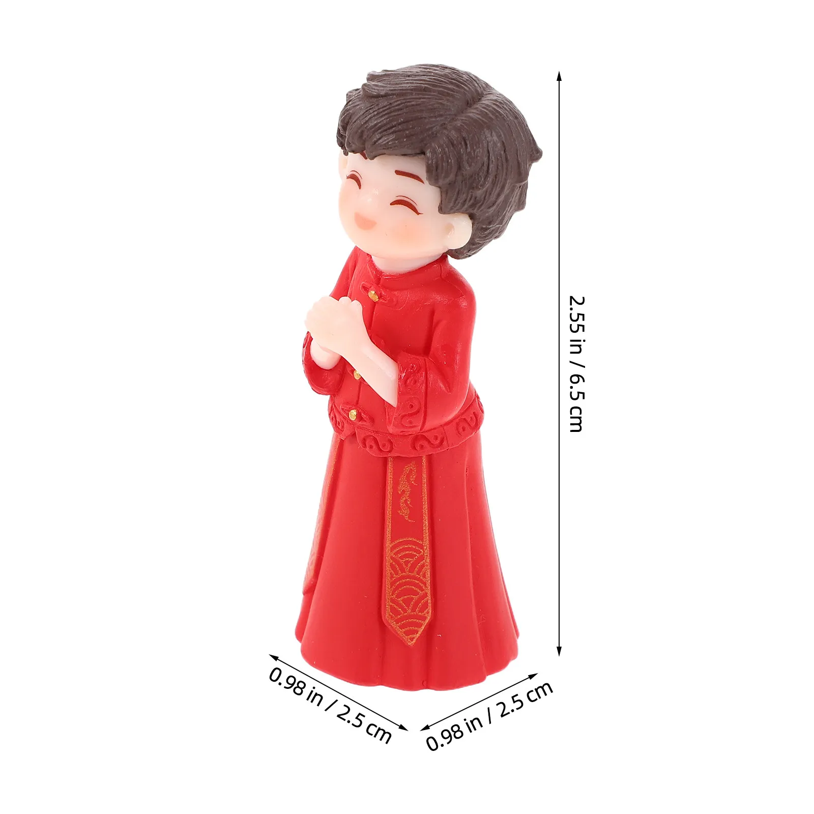 5Pairs Chinese Wedding Cake Topper Micro Couple Statue Romantic Red Bridal Decoration Miniature Table Centerpiece for Sweet