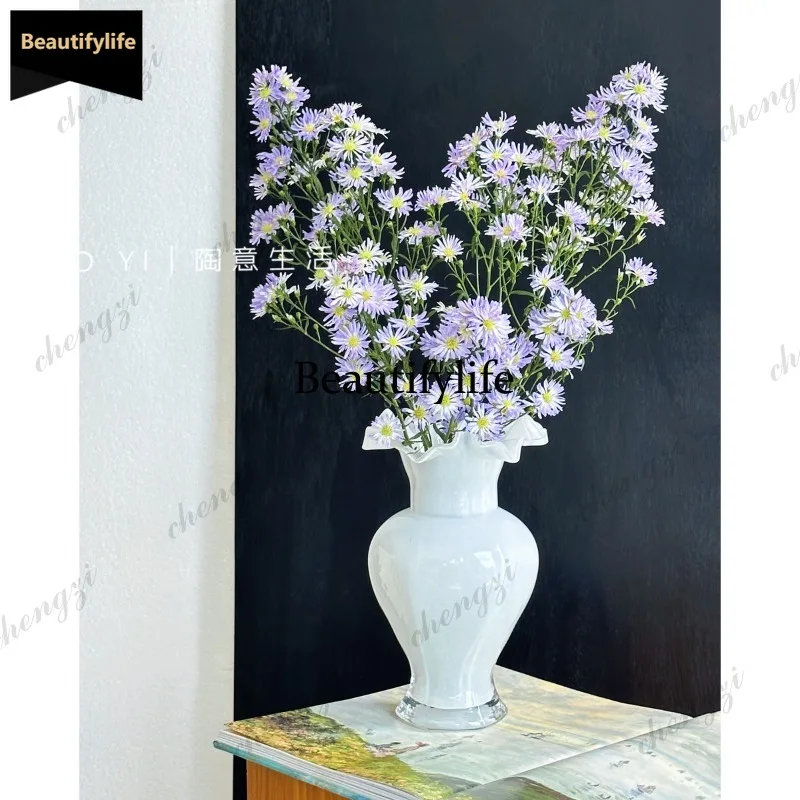 D80 French hexagonal bottle, living room table, water raising vase, flower arrangement, practical flower arrangement ornament