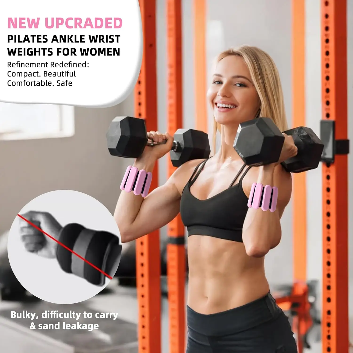 Silicone Weighted Adjustable Bracelets Wrist Ankle Weights Wristband for Unisex Workout Gym Exercise Sport