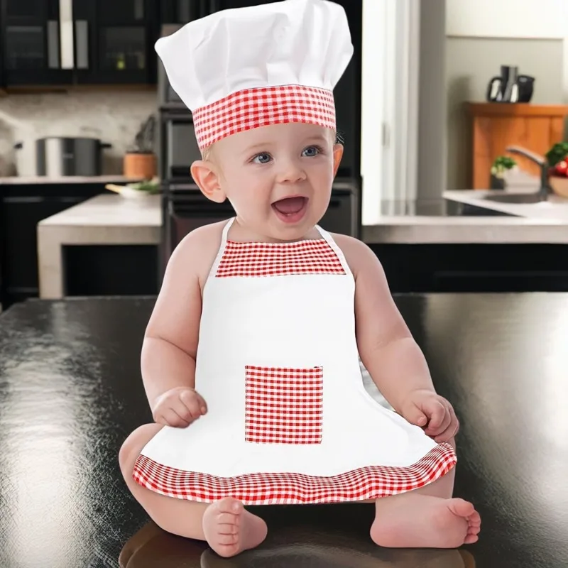 Delantal de Chef para bebé, conjunto de sombrero, accesorios de fotografía para bebé, accesorios de cocinero para recién nacido, sesión de fotos, sombrero de Chef a rayas, conjunto de disfraz de sirvienta